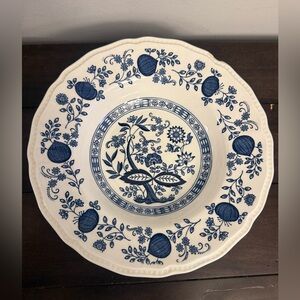 Kensington Ironstone England Blue White Floral Serving Bowl 10” Vintage